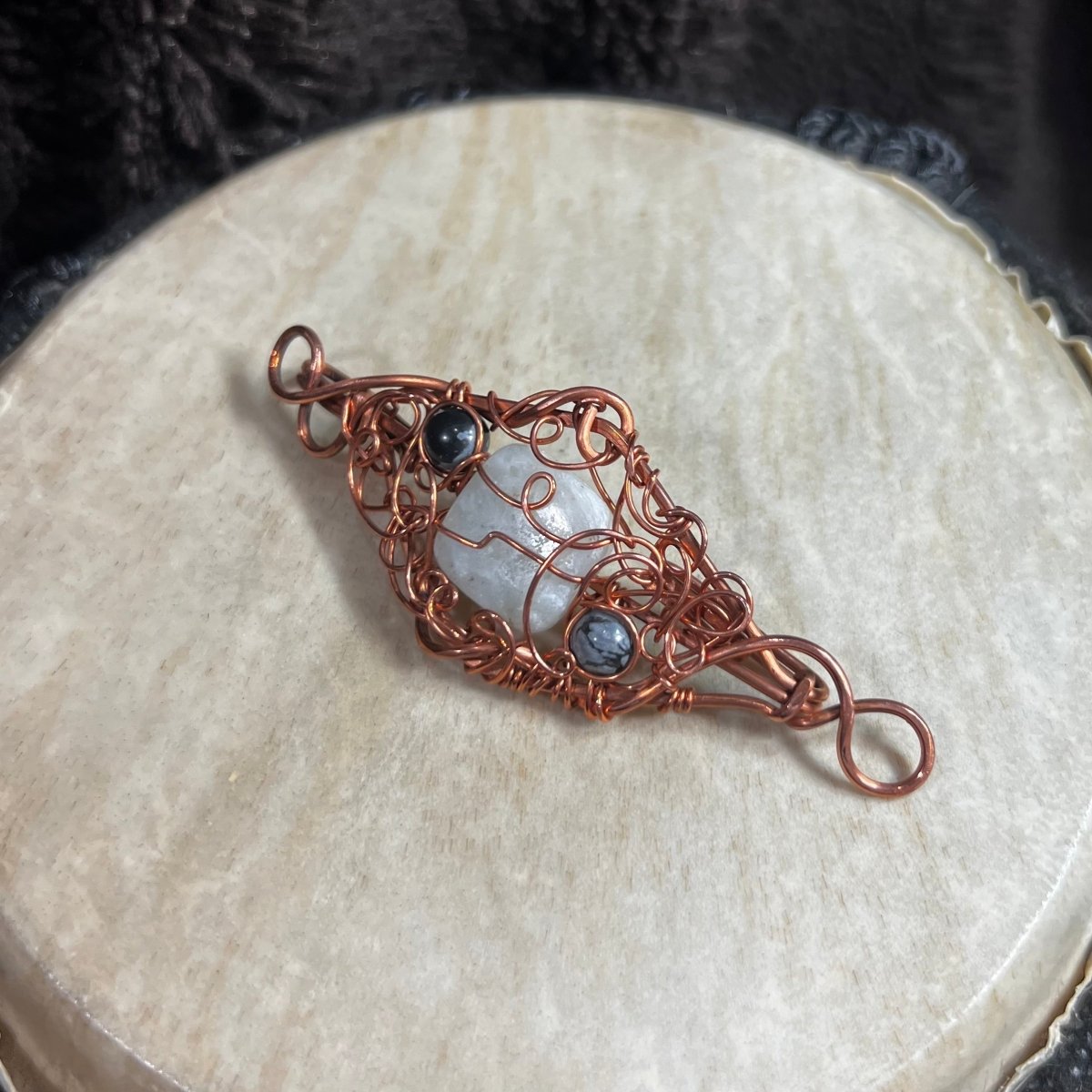 Amazonite Snowflake Obsidian Pendant - Mother Of Metal - amazonite - Copper - For Her - necklace