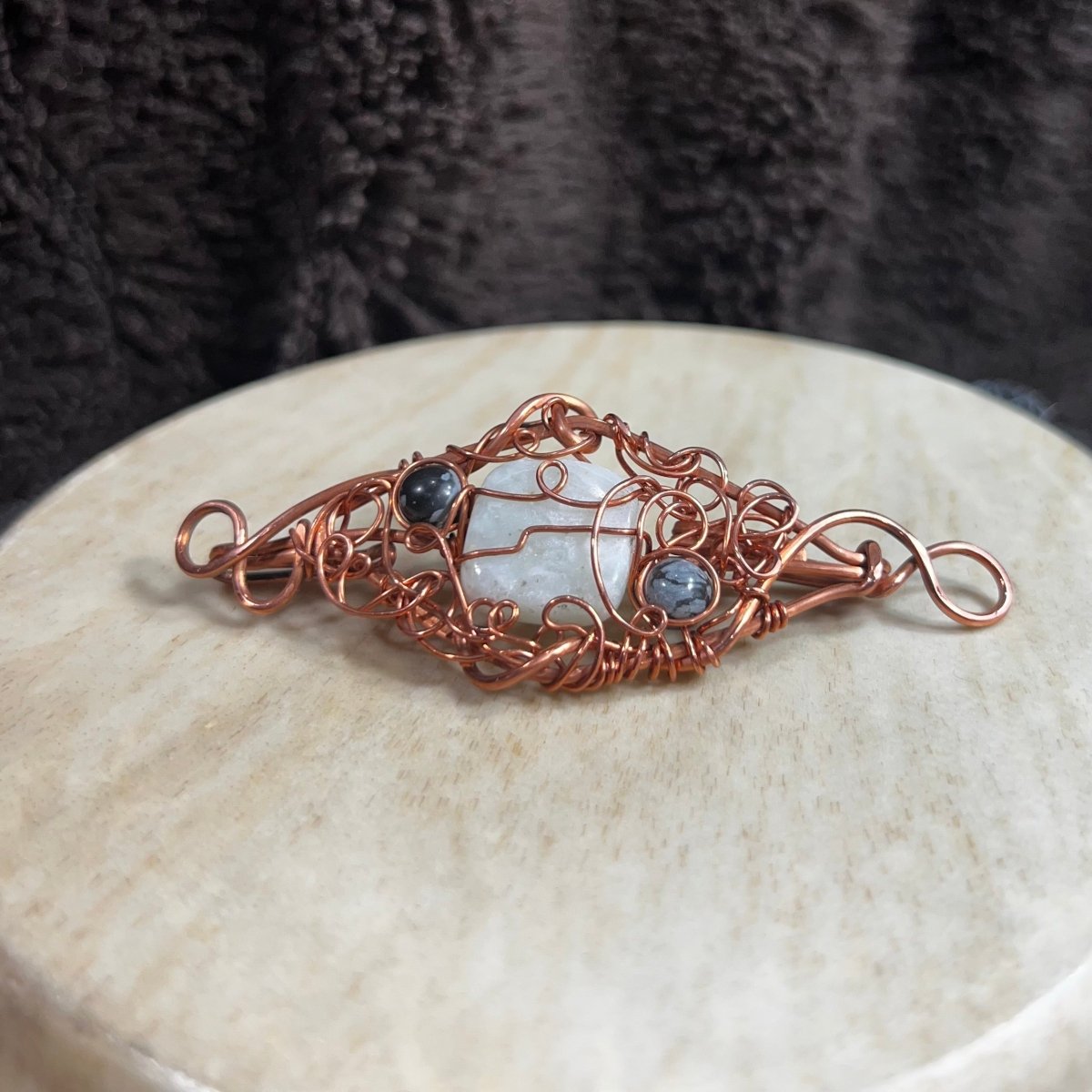 Amazonite Snowflake Obsidian Pendant - Mother Of Metal - amazonite - Copper - For Her - necklace