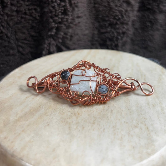 Amazonite Snowflake Obsidian Pendant - Mother Of Metal - amazonite - Copper - For Her - necklace