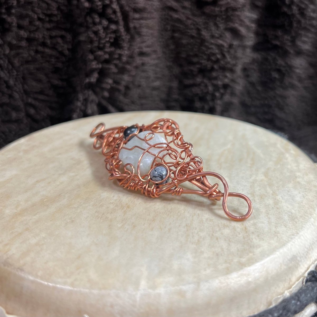 Amazonite Snowflake Obsidian Pendant - Mother Of Metal - amazonite - Copper - For Her - necklace