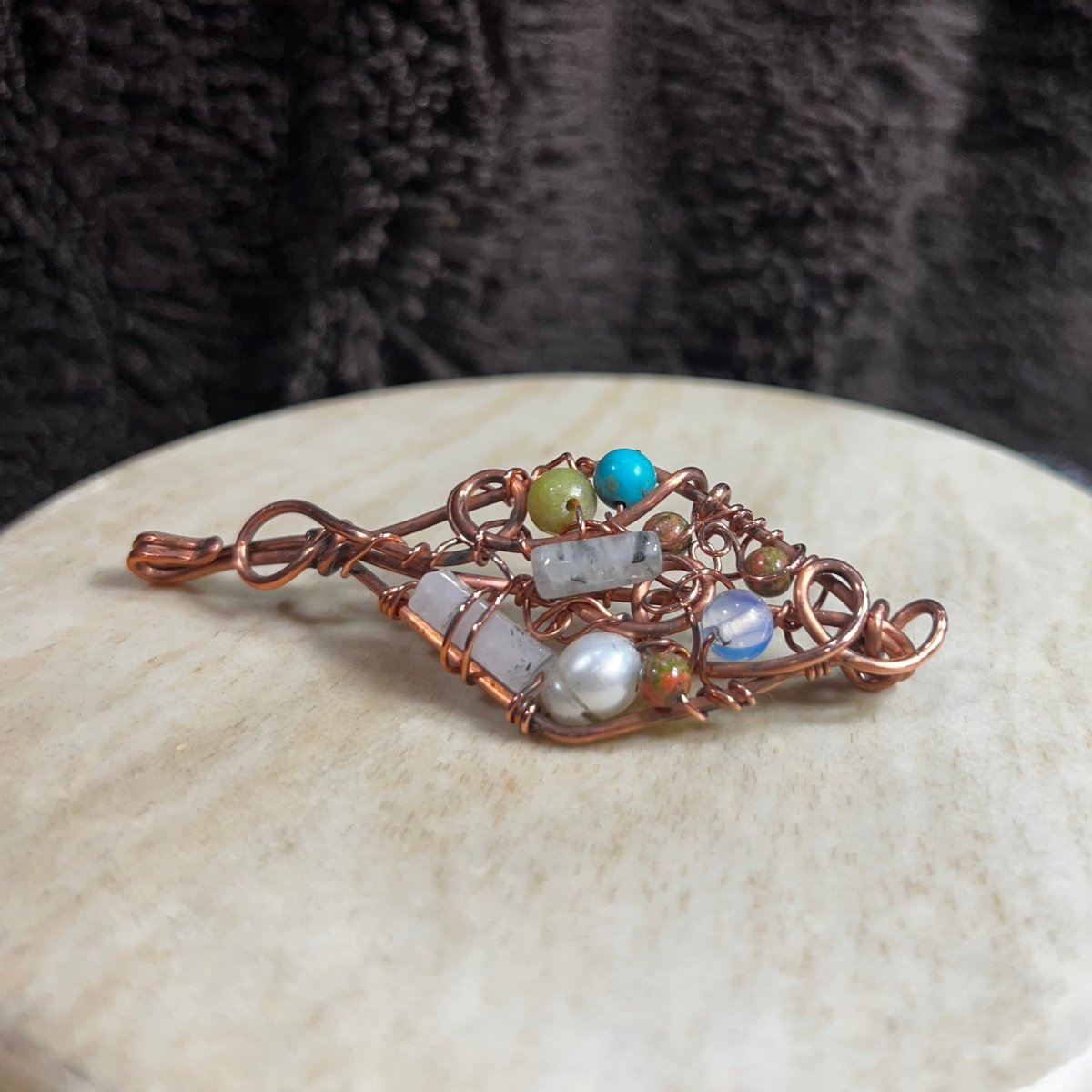 Bead Soup Diamond Shaped Pendant - Mother Of Metal - Copper - For Her - For Him - Charms & Pendants