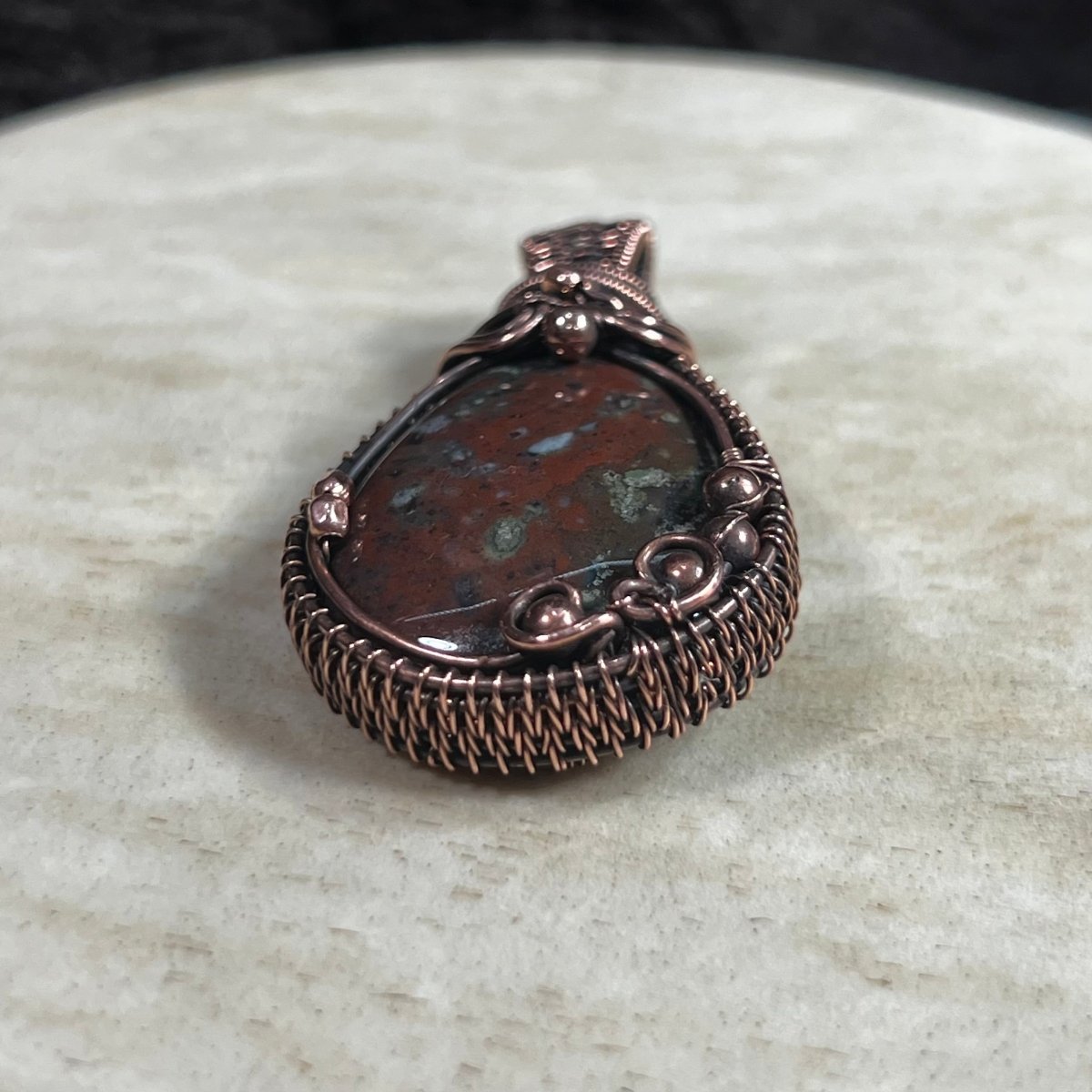 Bloodstone Pendant in Copper Wire Wrap - Mother Of Metal - bloodstone - Copper - For Her - Charms & Pendants
