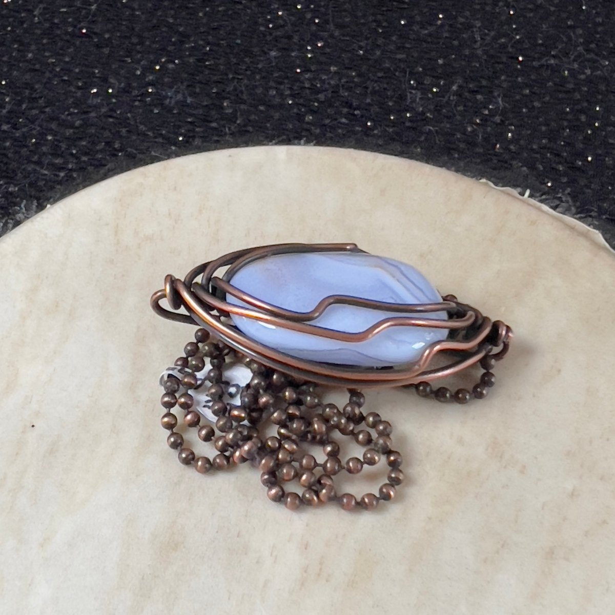 Blue Lace Agate Necklace - Mother Of Metal - Blue Lace Agate - Copper - For Her - Necklaces
