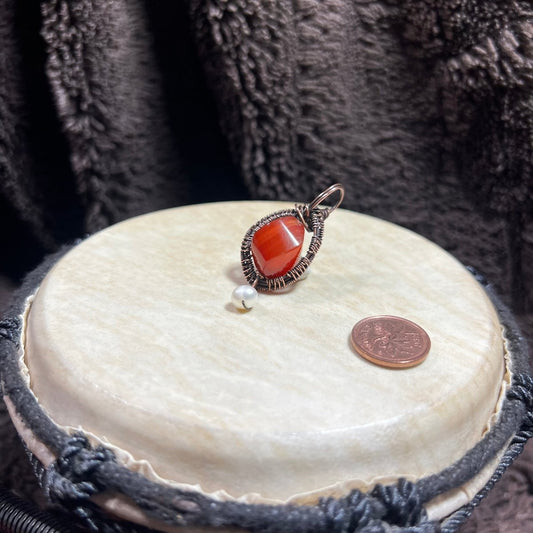Carnelian & Fresh Water Pearl Pendant - Mother Of Metal - carnelian - For Her - For Him - Charms & Pendants