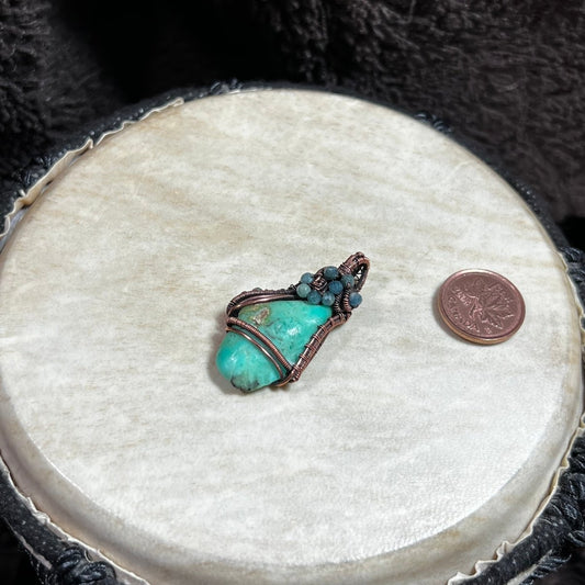 Chrysoprase and Apatite Pendant - Mother Of Metal - apatite - Chrysoprase - Copper - Charms & Pendants