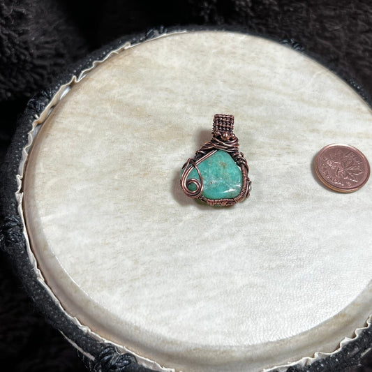 Chrysoprase and Copper Wire Wrapped Pendant - Mother Of Metal - Chrysoprase - Copper - For Her - Charms & Pendants