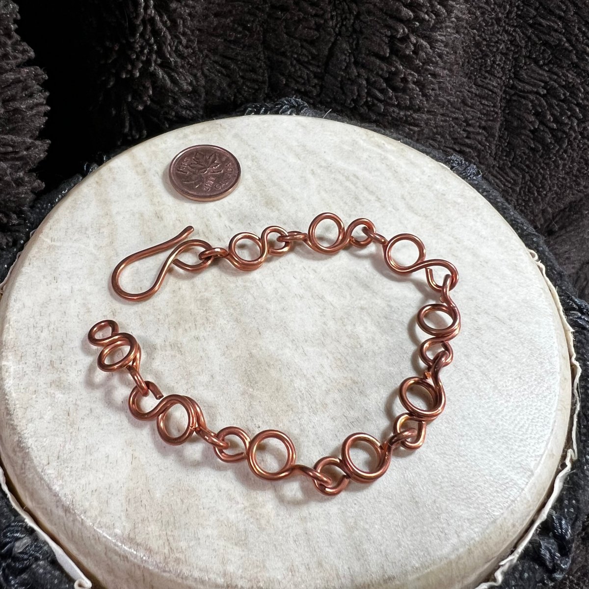 Artisan copper chain bracelet with organic loop pattern, handmade Mother of Metal jewelry
