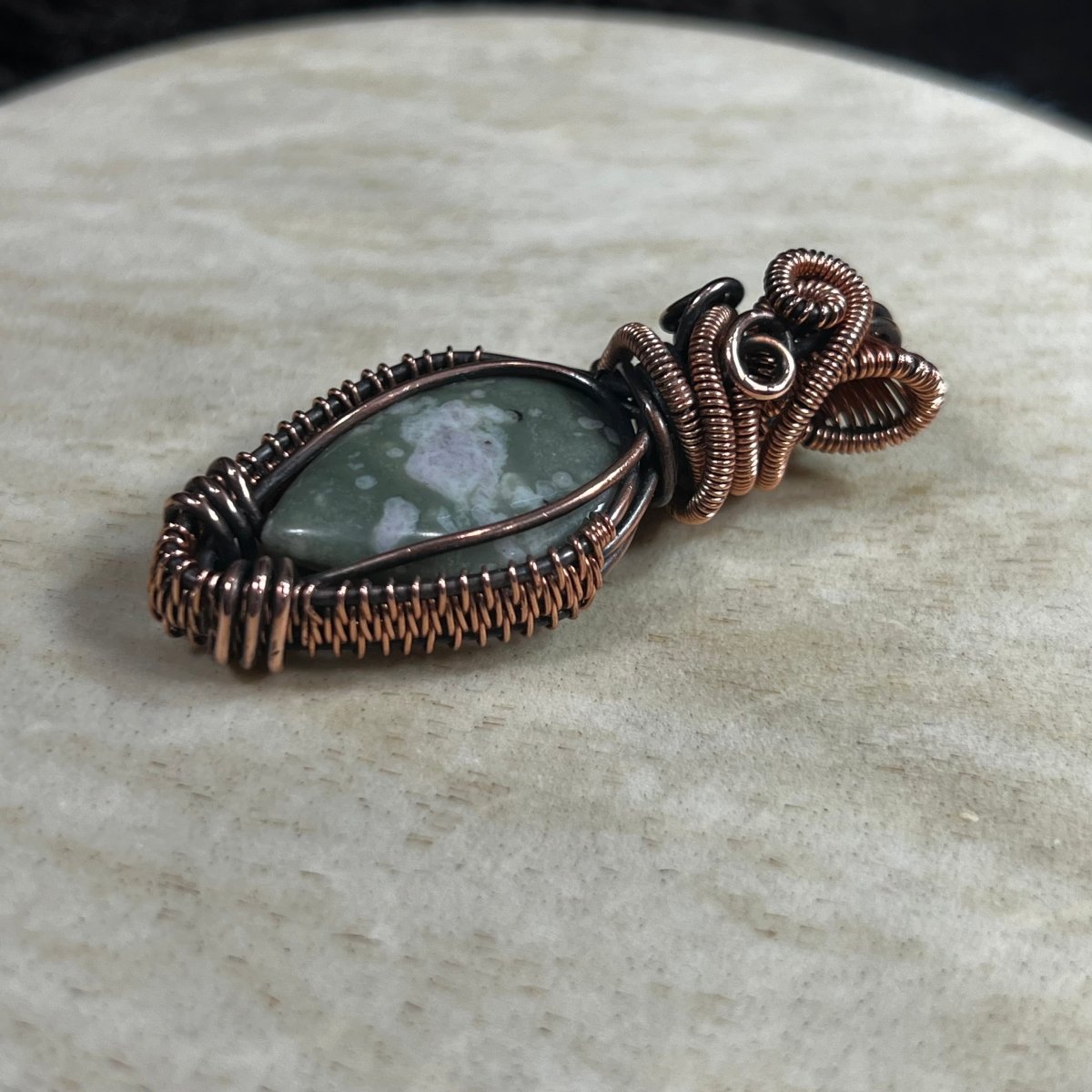 Flower Agate Pendant - Mother Of Metal - Copper - flower agate - For Her - Charms & Pendants