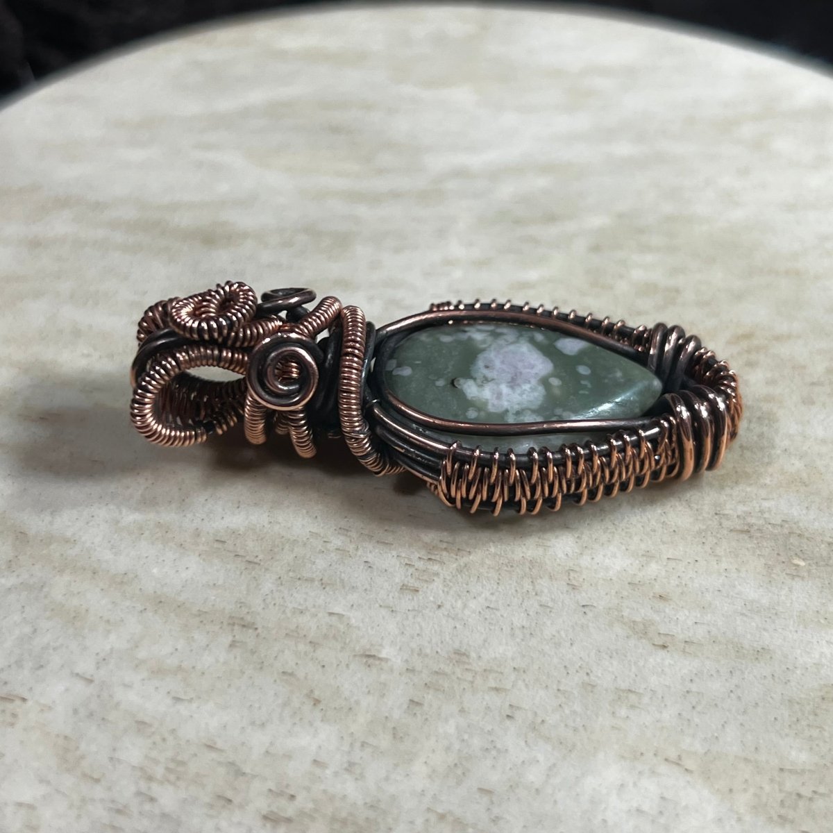 Flower Agate Pendant - Mother Of Metal - Copper - flower agate - For Her - Charms & Pendants