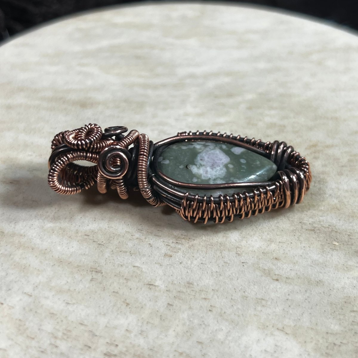 Flower Agate Pendant - Mother Of Metal - Copper - flower agate - For Her - Charms & Pendants