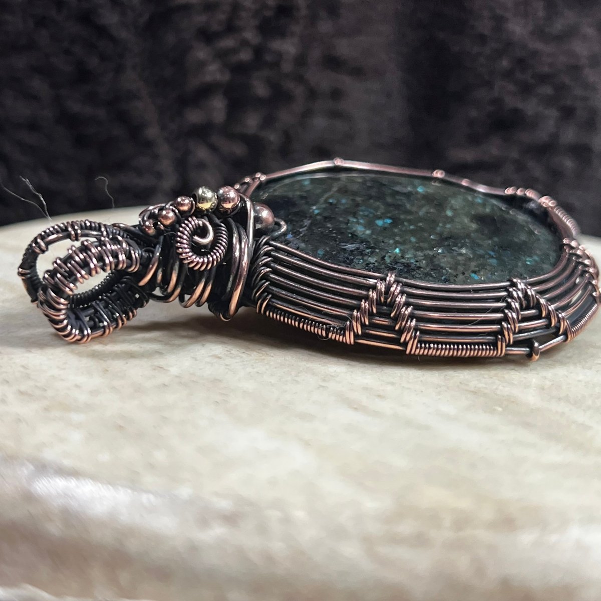 Galaxyite Palmstone Pendant - Mother Of Metal - Copper - For Her - For Him - Charms & Pendants