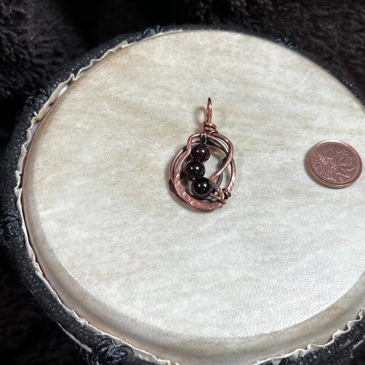 Garnet and Copper Pendant - Mother Of Metal - Copper - For Her - For Him - Charms & Pendants