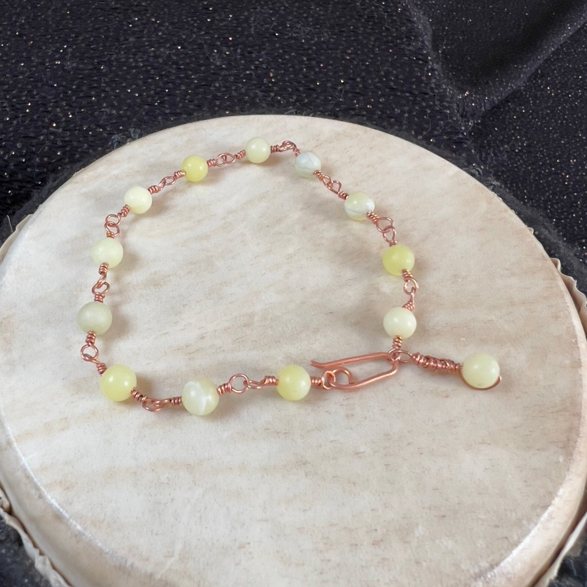 Lemon Jade Rosary - Style Bracelet - Mother Of Metal - Copper - For Her - For Him - beaded chain links
