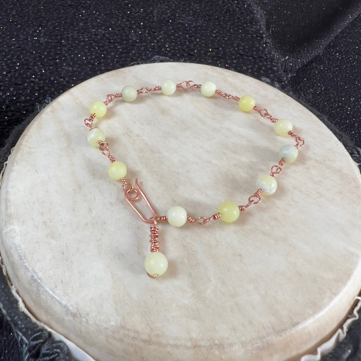 Lemon Jade Rosary - Style Bracelet - Mother Of Metal - Copper - For Her - For Him - beaded chain links