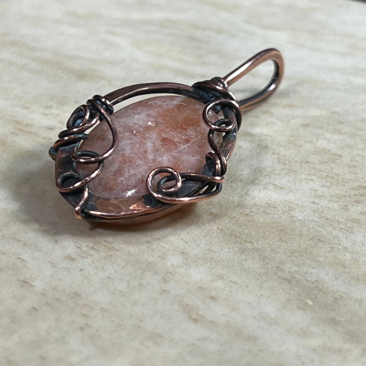 Natural Sunstone Pendant - Mother Of Metal - Copper - For Her - For Necks - Charms & Pendants