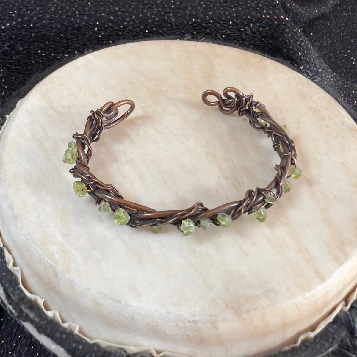 Peridot and Copper Braided Bracelet - Mother Of Metal - Copper - For Her - For Him - Cuff Bracelets