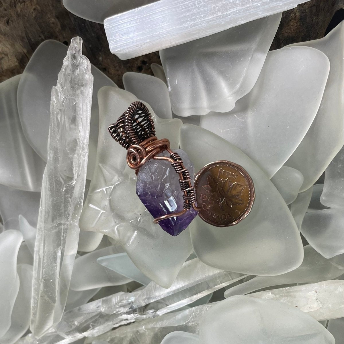 Raw Amethyst Point Pendant - Mother Of Metal - amethyst - Copper - For Her - Pendants