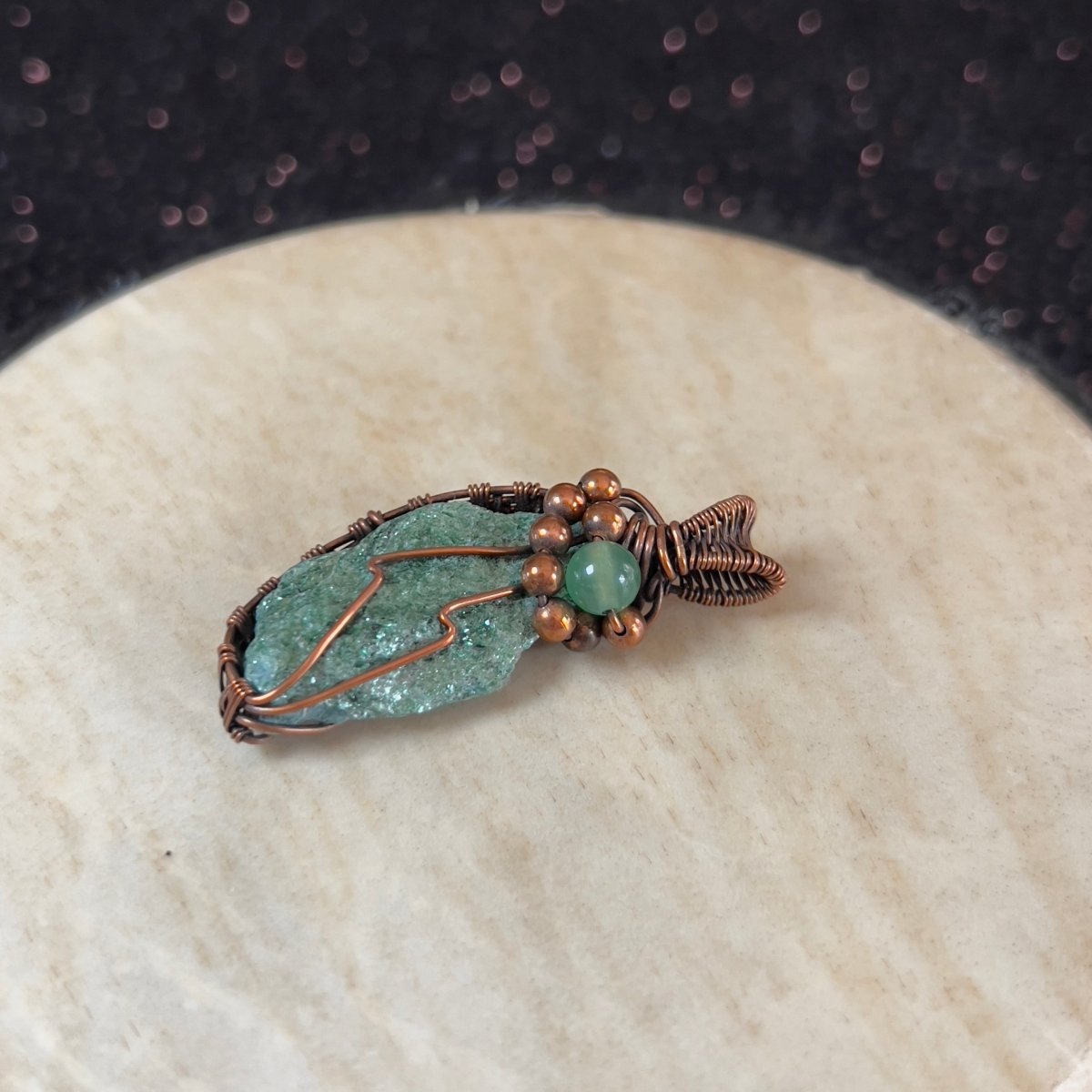 Raw Green Aventurine Pendant - Mother Of Metal - Copper - For Her - For Him - Charms & Pendants