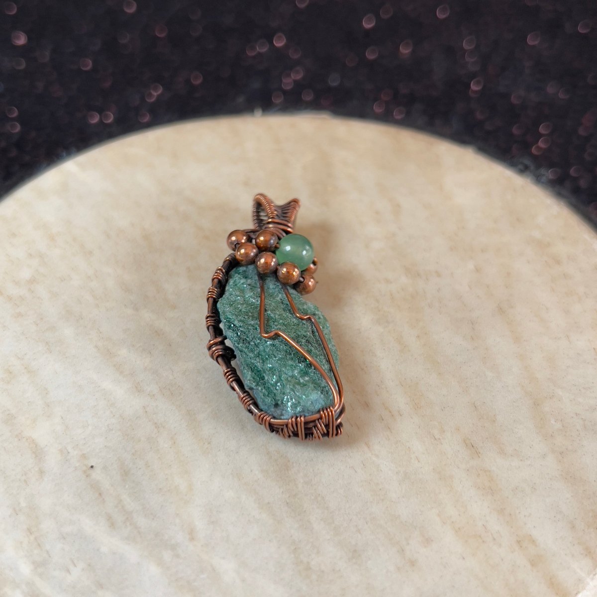 Raw Green Aventurine Pendant - Mother Of Metal - Copper - For Her - For Him - Charms & Pendants