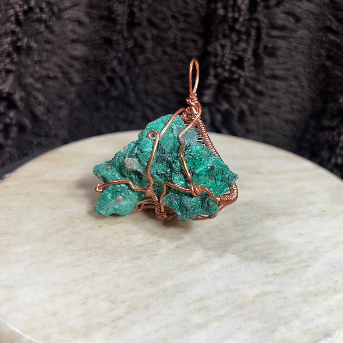 Raw Malachite Baobab Pendant - Mother Of Metal - Copper - For Her - For Him - Charms & Pendants