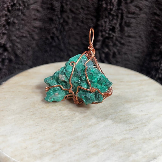 Raw Malachite Baobab Pendant - Mother Of Metal - Copper - For Her - For Him - Charms & Pendants