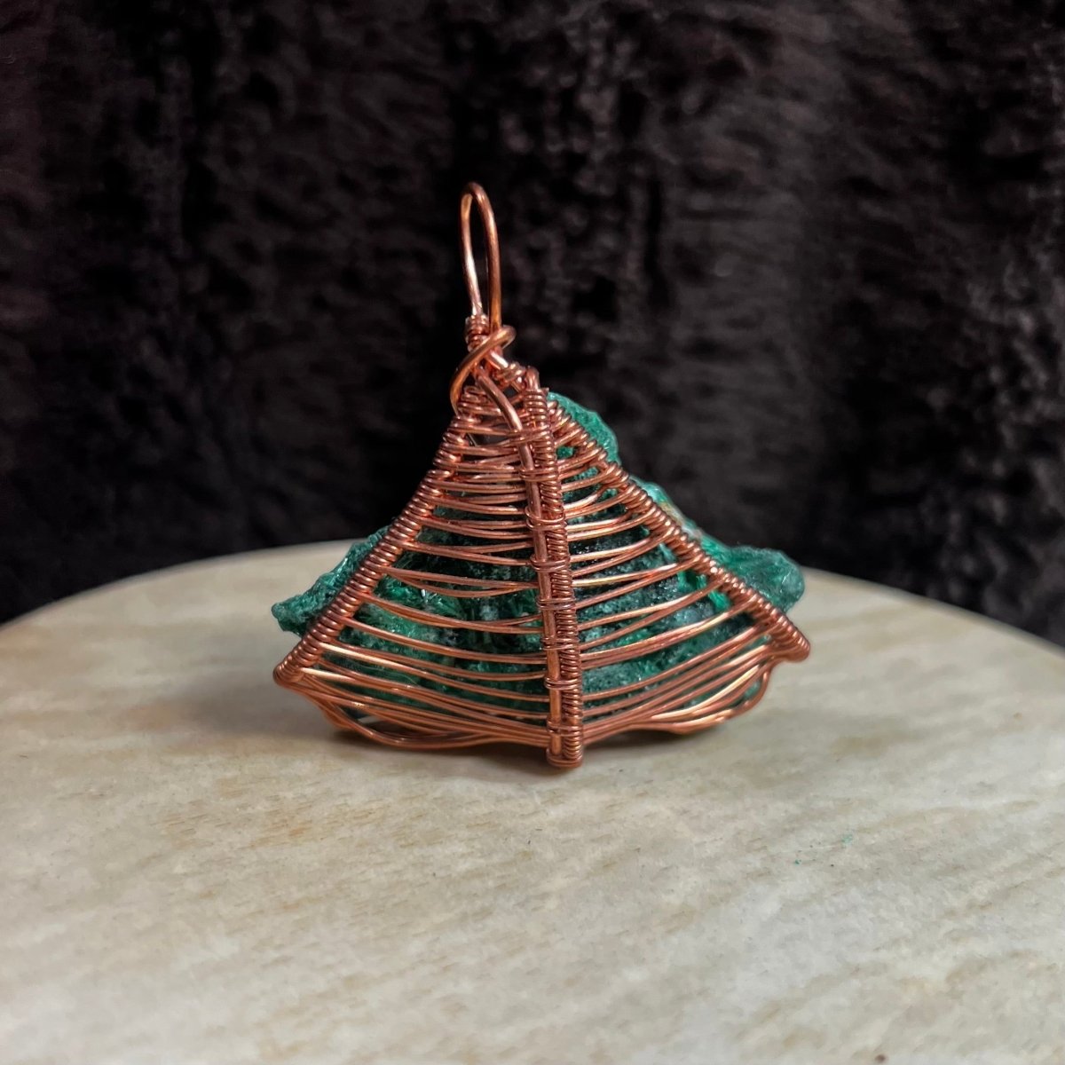 Raw Malachite Copper Wrapped Pendant - Mother Of Metal - Copper - For Her - For Him - Charms & Pendants