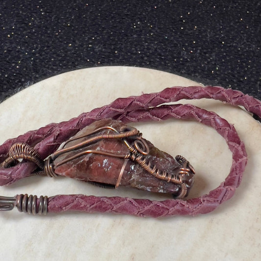 Raw Red Calcite Necklace - Mother Of Metal - Copper - For Her - For Him - Necklaces