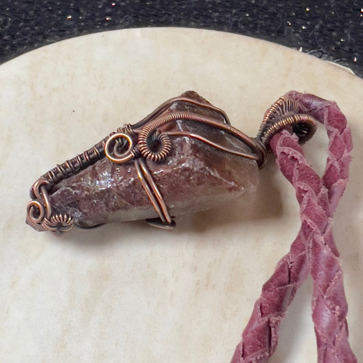 Raw Red Calcite Necklace - Mother Of Metal - Copper - For Her - For Him - Necklaces