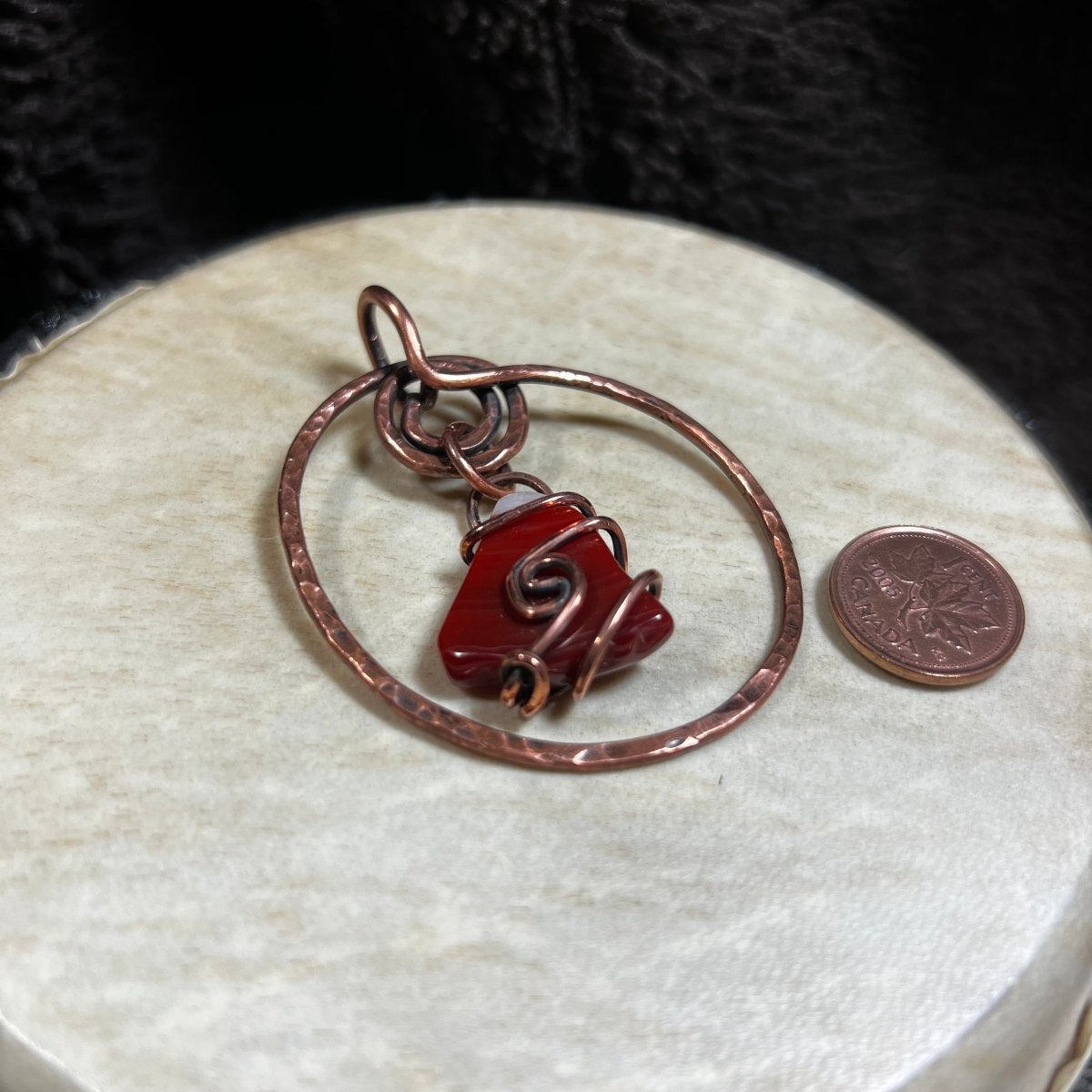 Red Agate Pendant - Mother Of Metal - Copper - For Her - For Him - Charms & Pendants