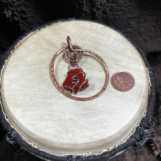 Red Agate Pendant - Mother Of Metal - Copper - For Her - For Him - Charms & Pendants