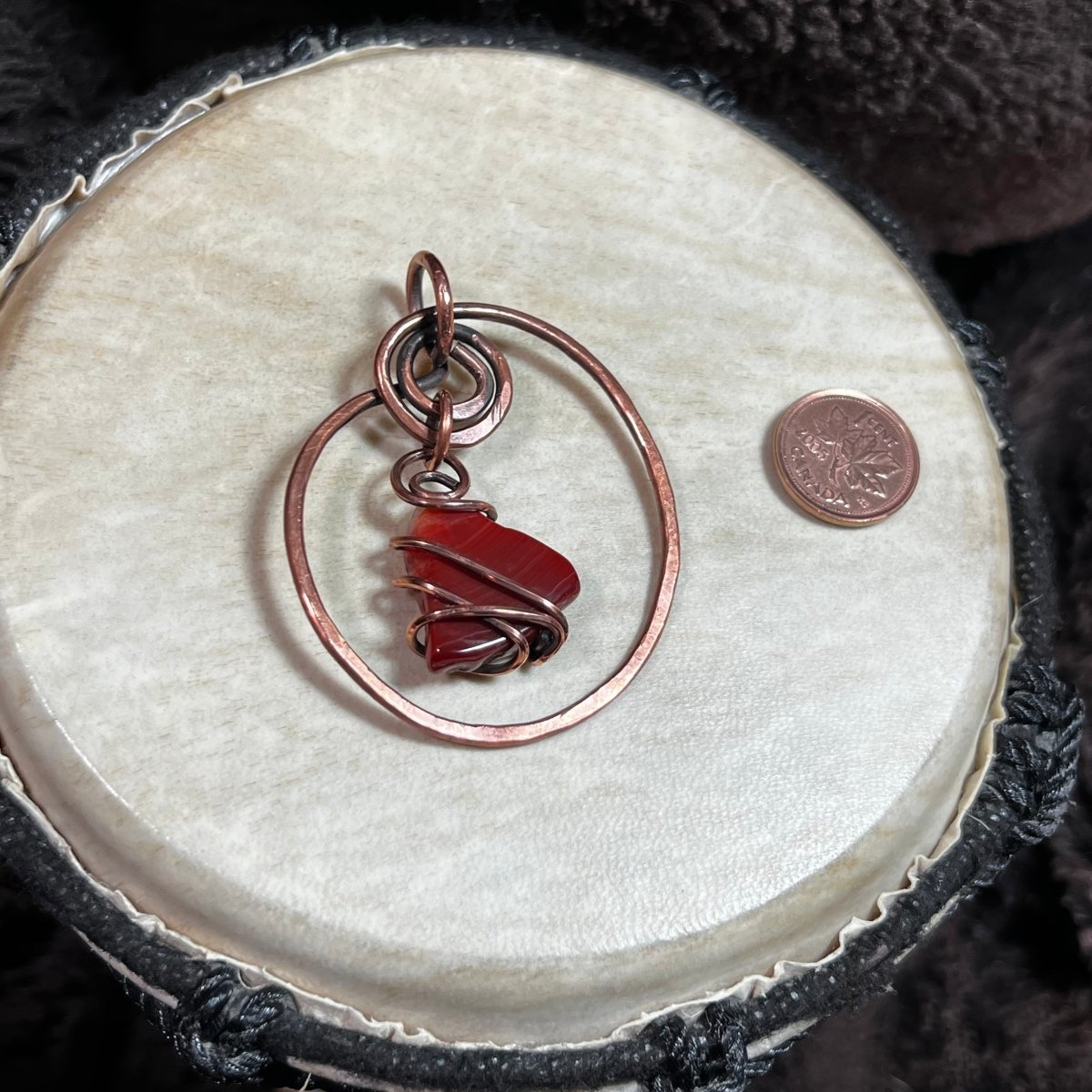 Red Agate Pendant - Mother Of Metal - Copper - For Her - For Him - Charms & Pendants