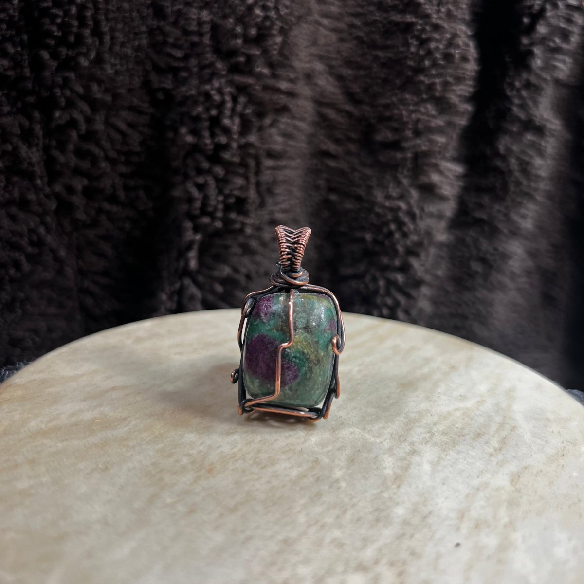 Ruby in Zoisite Unisex Pendant - Mother Of Metal - Copper - For Her - For Him - pendant