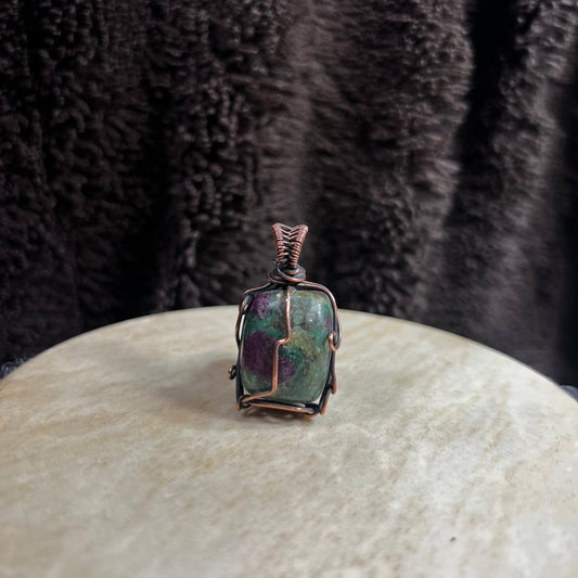 Ruby in Zoisite Unisex Pendant - Mother Of Metal - Copper - For Her - For Him - pendant