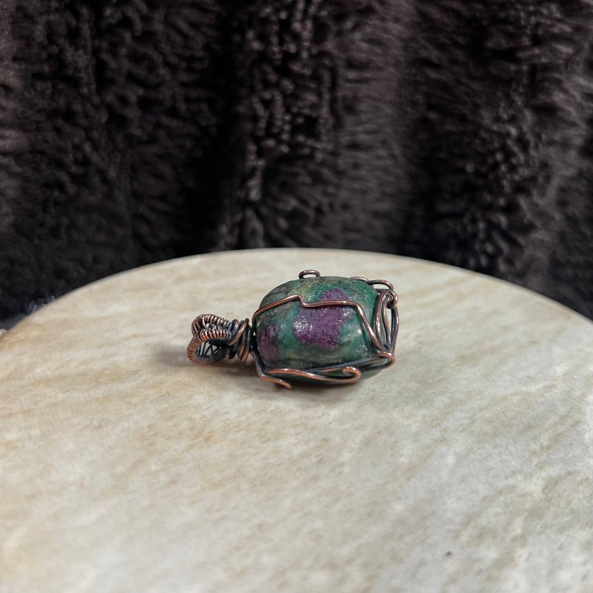 Ruby in Zoisite Unisex Pendant - Mother Of Metal - Copper - For Her - For Him - pendant