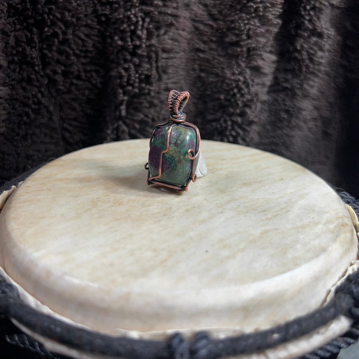 Ruby in Zoisite Unisex Pendant - Mother Of Metal - Copper - For Her - For Him - pendant