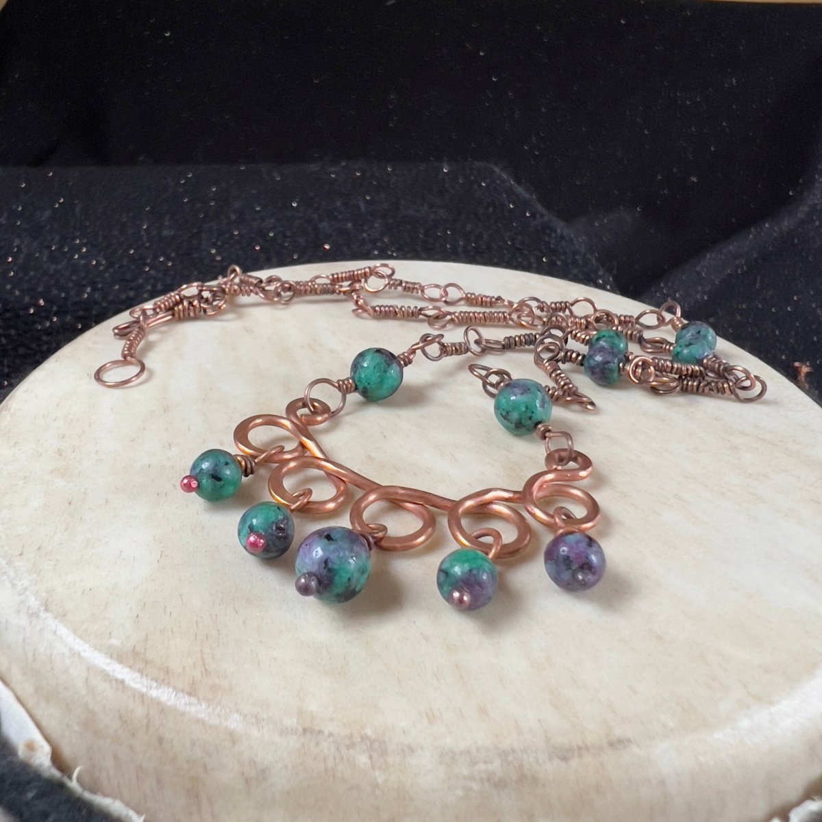 Ruby Zoisite Matching Set - Mother Of Metal - Copper - For Her - For Necks - Necklaces