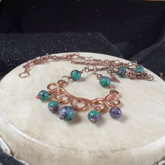Ruby Zoisite Matching Set - Mother Of Metal - Copper - For Her - For Necks - Necklaces