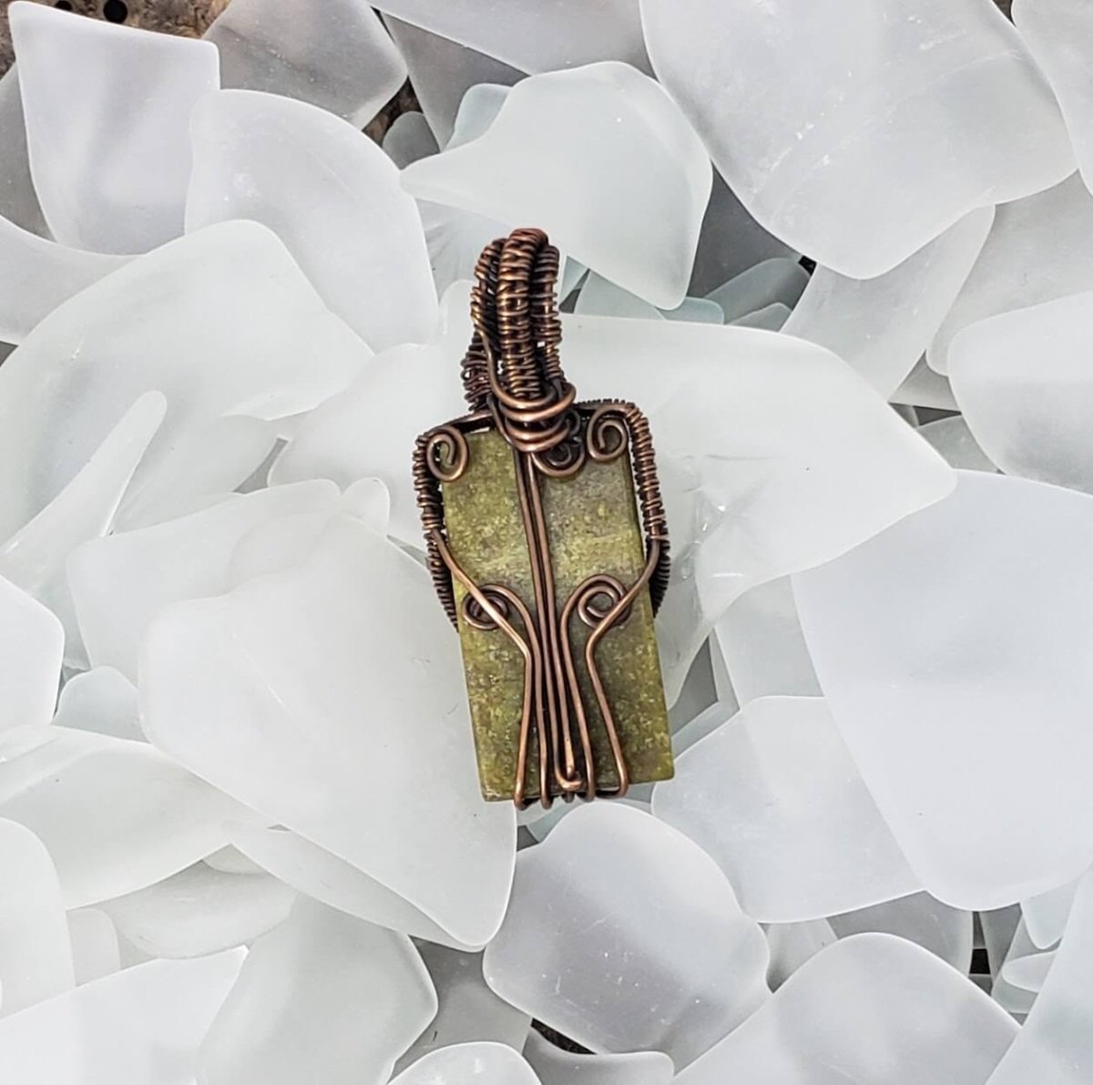 Serpentine Rectangle Copper Woven Pendant - Mother Of Metal - For Her - For Him - For Necks - Charms & Pendants