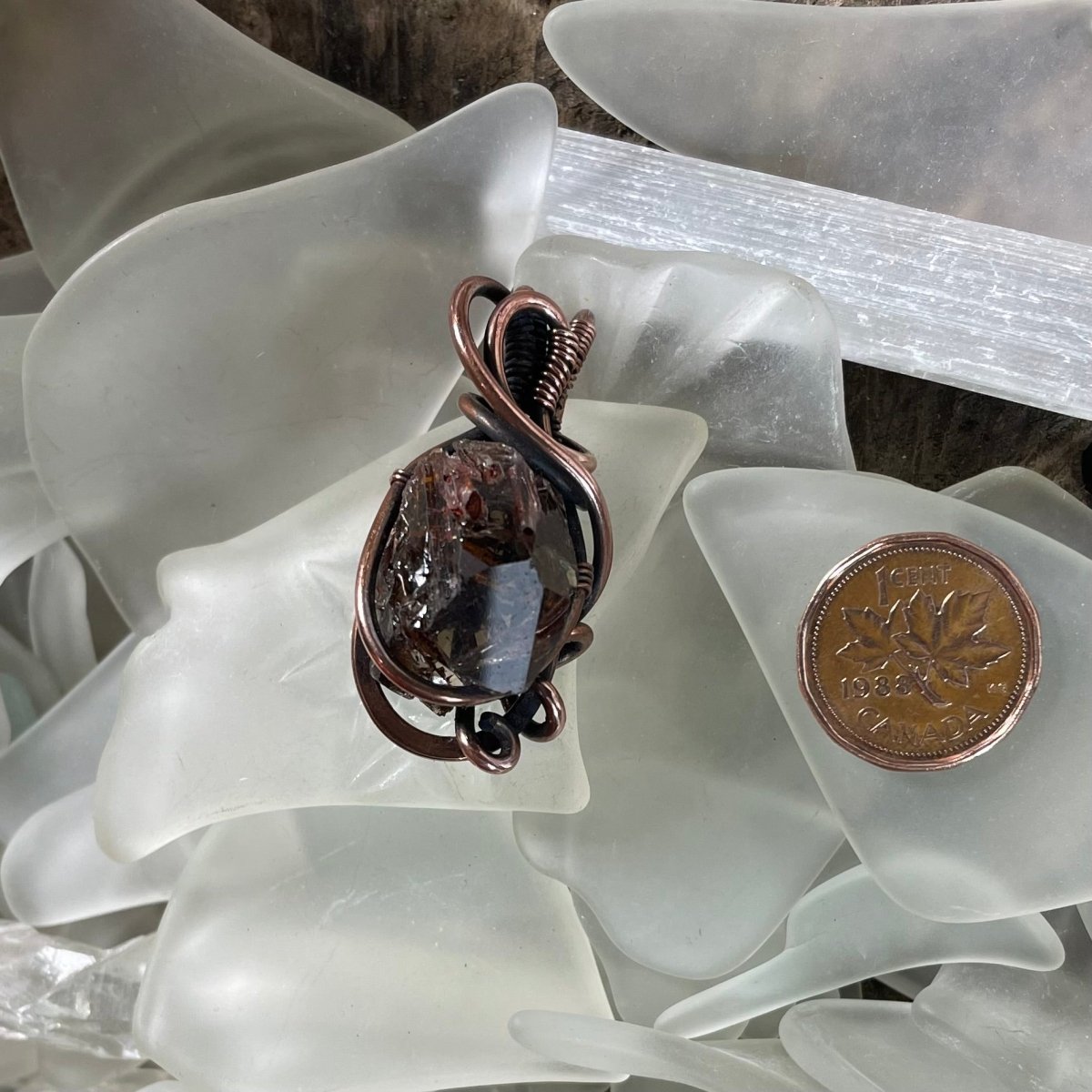 Smokey Quartz in Epidote and Copper Pendant - Mother Of Metal - Copper - For Her - For Him - Pendants
