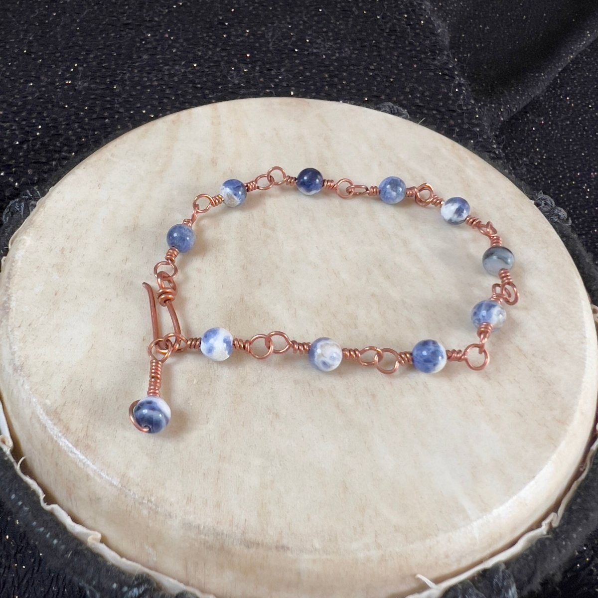Sodalite Rosary Style Bracelet - Mother Of Metal - Copper - For Her - For Him - beaded chain links