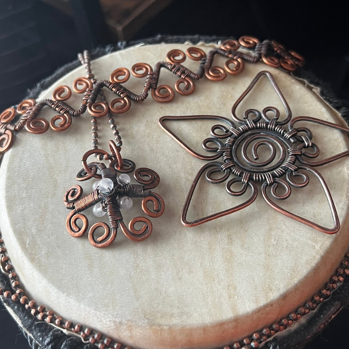 Starflower Hearts Copper Necklace - Mother Of Metal - Copper - For Her - For Necks - Necklaces