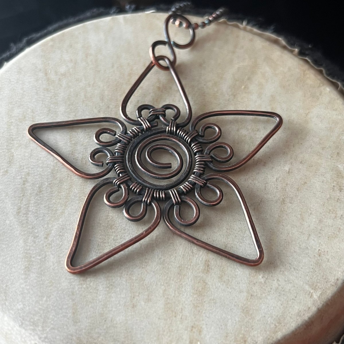 Starflower Hearts Copper Necklace - Mother Of Metal - Copper - For Her - For Necks - Necklaces