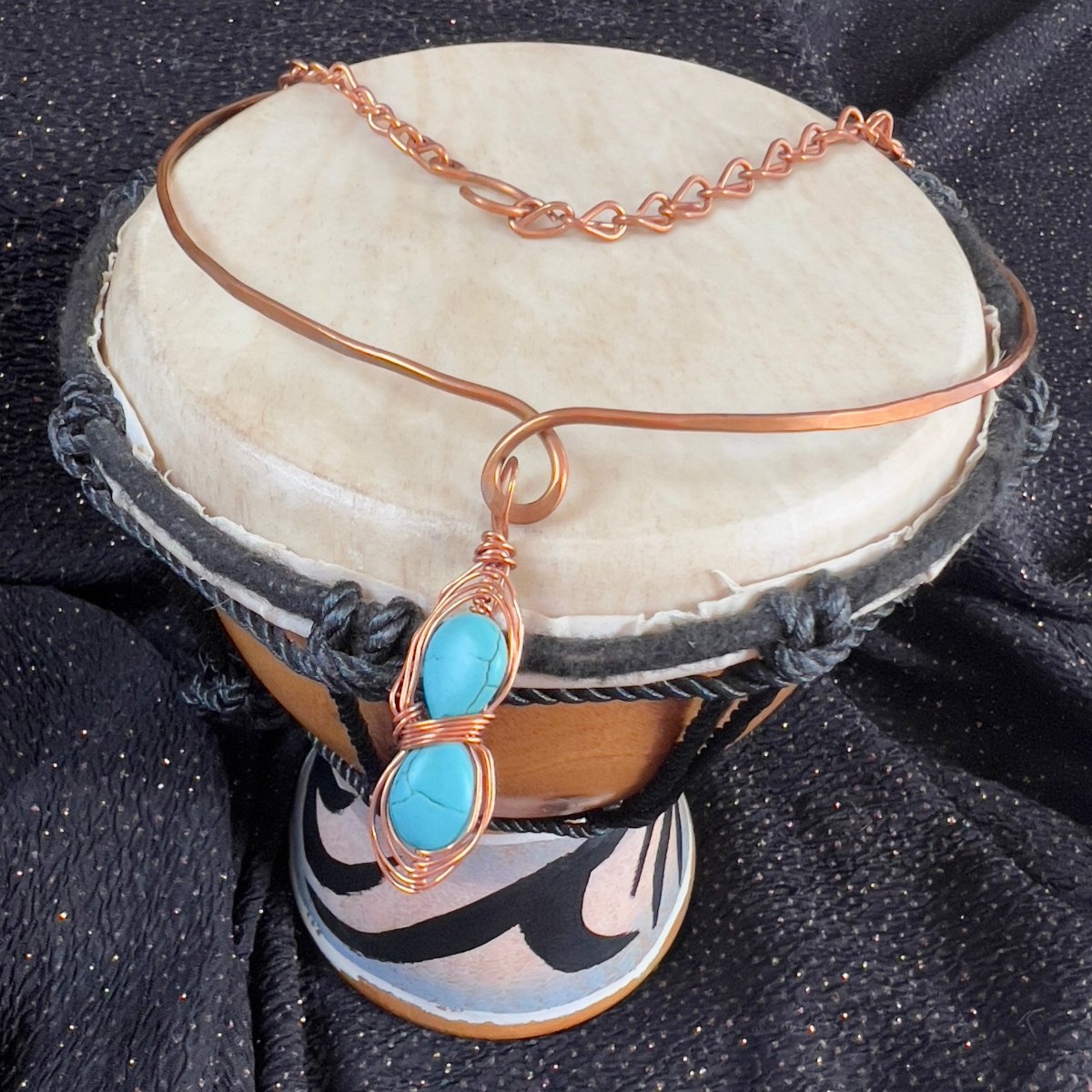 Turquoise and Copper Choker - Mother Of Metal - choker - Copper - For Her - Necklaces