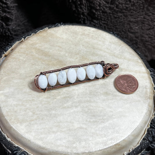 White Moonstone Bar Pendant - Mother Of Metal - Copper - For Her - For Him - Charms & Pendants