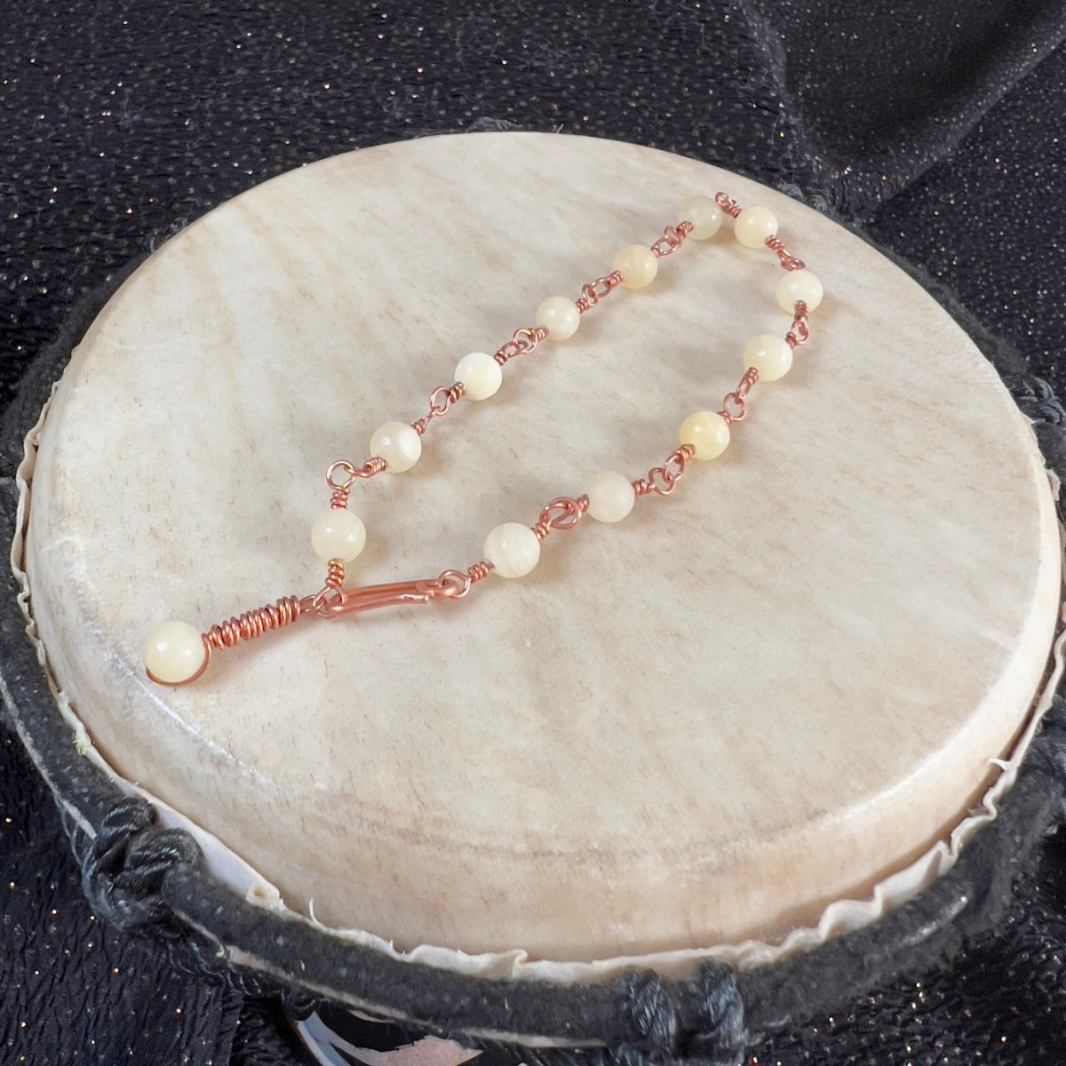 Yellow Jade Rosary - style Bracelet - Mother Of Metal - Copper - For Her - For Him - beaded chain links