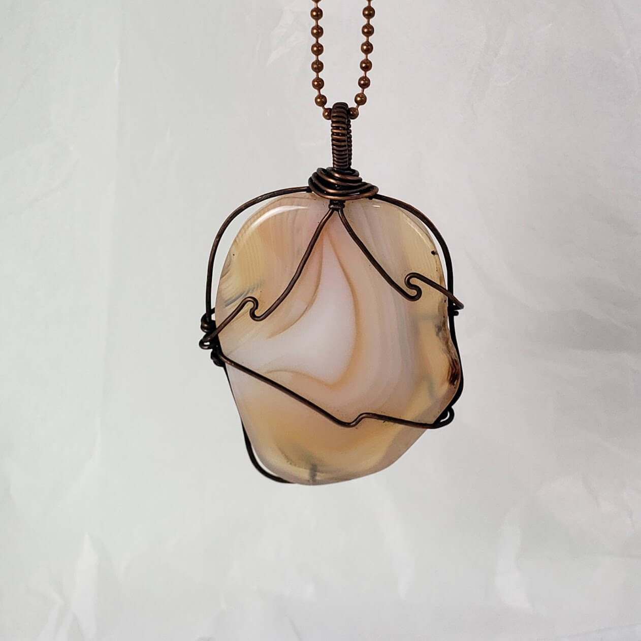 Banded Agate and Copper Wrapped Pendant - Mother Of Metal - banded agate - For Her - For Him-Charms & Pendants