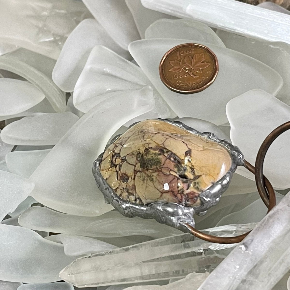 Bay of Fundy Brecciated Jasper Keychain Pendant - Mother Of Metal - Bay of Fundy Collection - Brecciated Jasper - Copper-Charms & Pendants