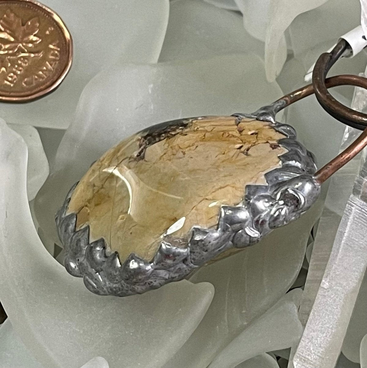 Bay of Fundy Brecciated Jasper Keychain Pendant - Mother Of Metal - Bay of Fundy Collection - Brecciated Jasper - Copper-Charms & Pendants