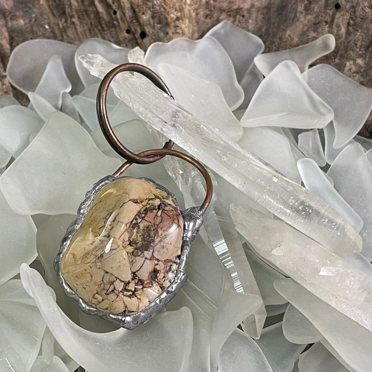 Bay of Fundy Brecciated Jasper Keychain Pendant - Mother Of Metal - Bay of Fundy Collection - Brecciated Jasper - Copper-Charms & Pendants