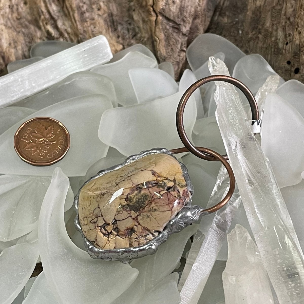 Bay of Fundy Brecciated Jasper Keychain Pendant - Mother Of Metal - Bay of Fundy Collection - Brecciated Jasper - Copper-Charms & Pendants